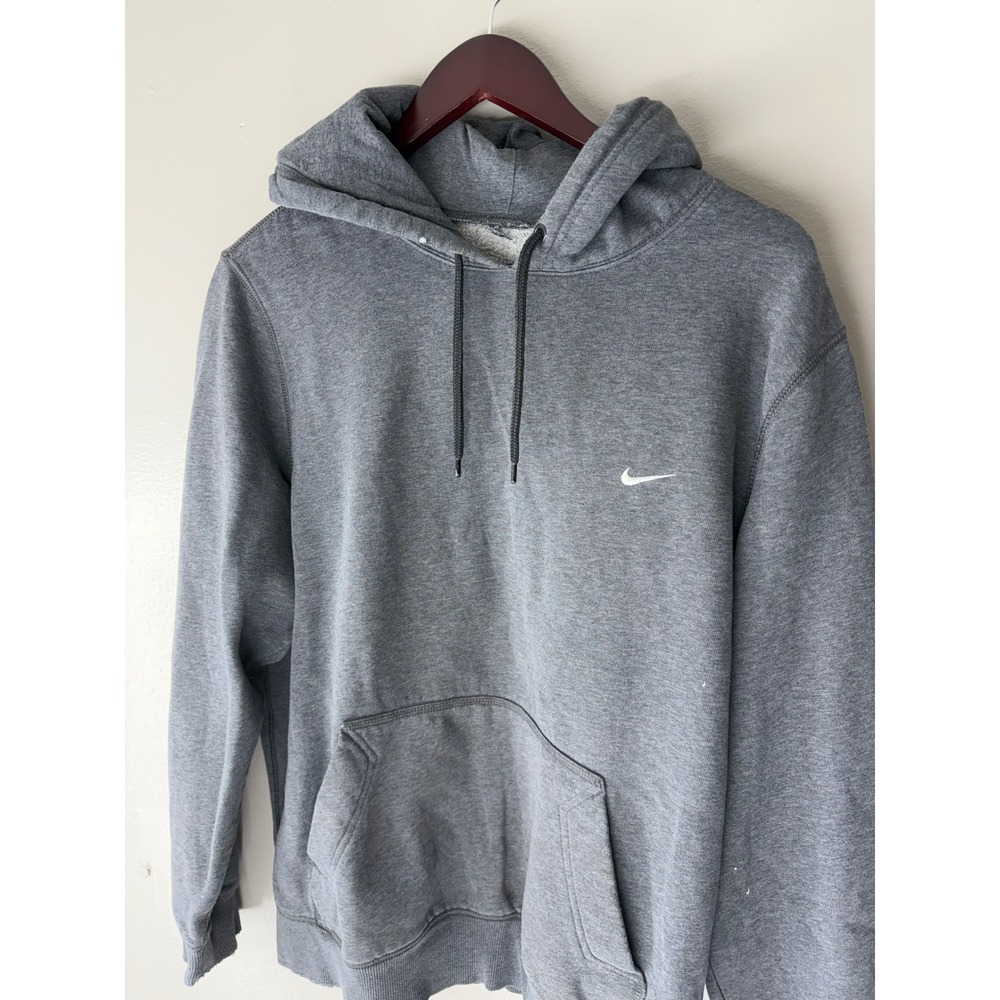 Nike Mens Sportswear Hoodie Gray Pullover Embroidered Swoosh Fleece Sweatshirt